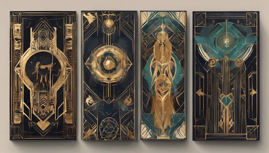 tarot cards in art deco style